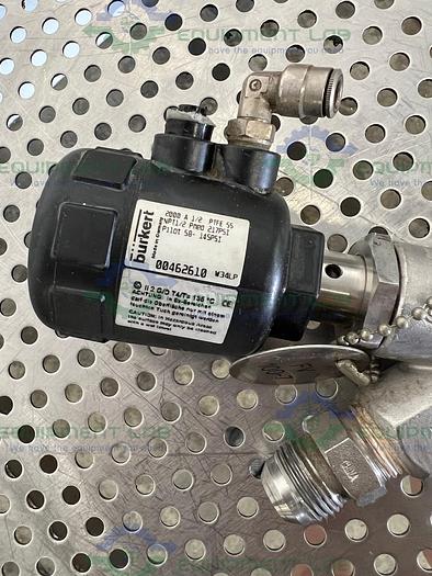 Used Burkert 00462610 Solenoid Valve 1/2 PTFE w/ Threaded to 1/2" NPT Fitting 145 PSI