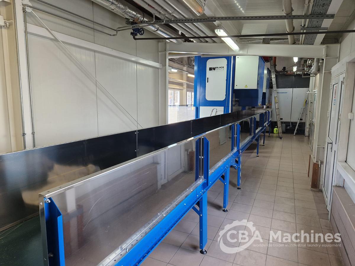 Used Complete 2010 Black & White 13x50kg (Transferon) tunnel system with Press + Shuttle + 2 Gas Dryers + 1 Shaker + Loading Conveyor