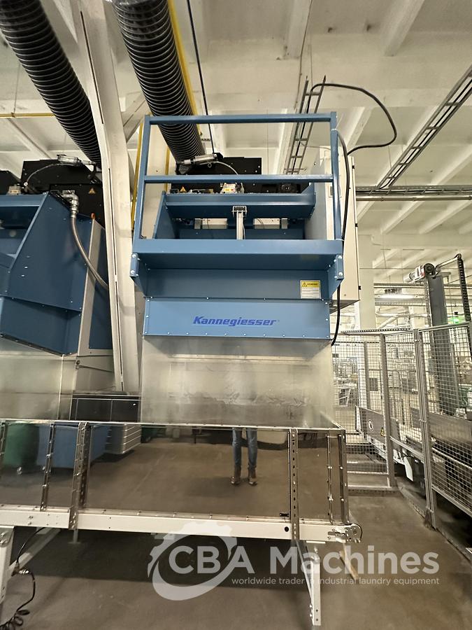 Used 2020 Kannegiesser Complete CBW Tunnel System PT 13x60 + Press PP10-60-40 + Shuttle + 3x DII-60 GAS + Step Conveyor + Lint Filter + Conveyors