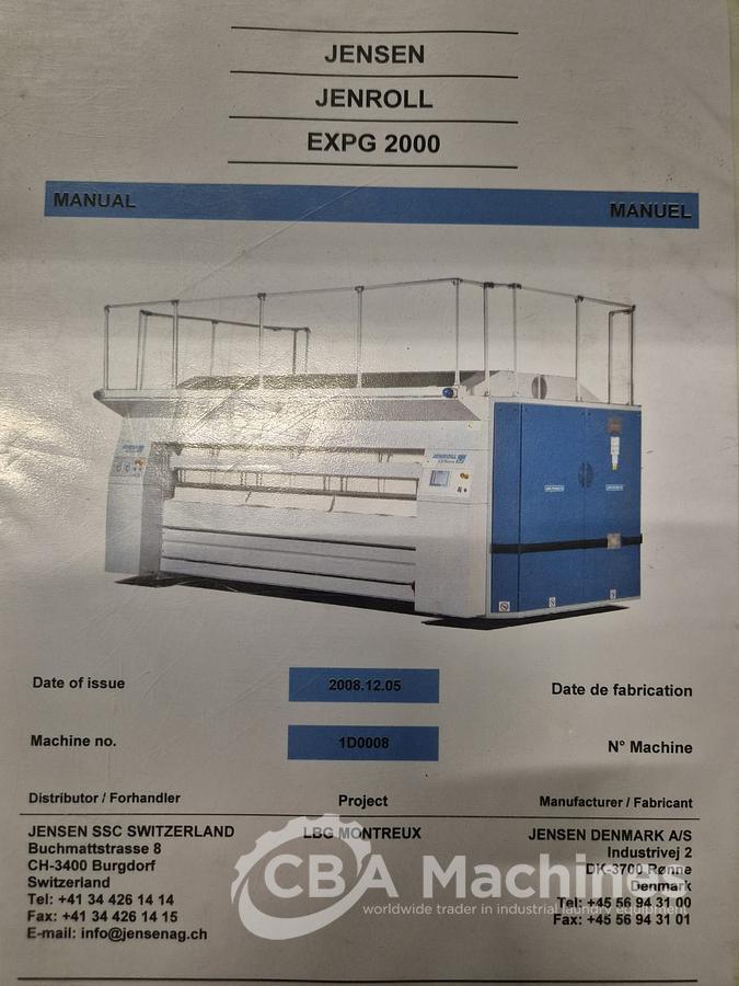 Used 2008 Jensen GAS Ironing Line 1 roll 2000x3500mm