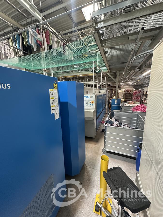 Used 2009 Ironing Line Lapauw 2x1200x3300 GAS + Jensen Classic + MFS Folder (905-906-907)