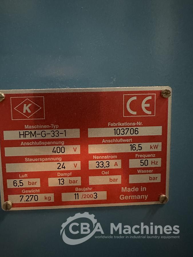 Used 2003 Ironer Kannegiesser HPM-G STEAM 1 roll 2000mm x 3300mm  (796)