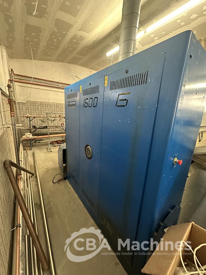 Used 2013 Lapauw small piece ironing line with vacuum table 1 roll 1600 Gas ironer and unifold 