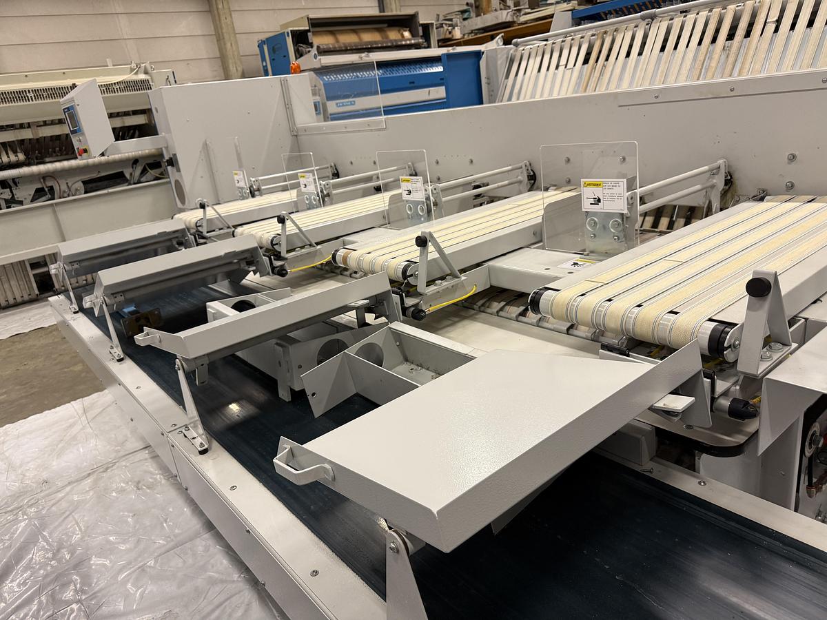 Used 2009 Ironing Line Lapauw 2x1200x3300 GAS + Jensen Classic + MFS Folder (905-906-907)