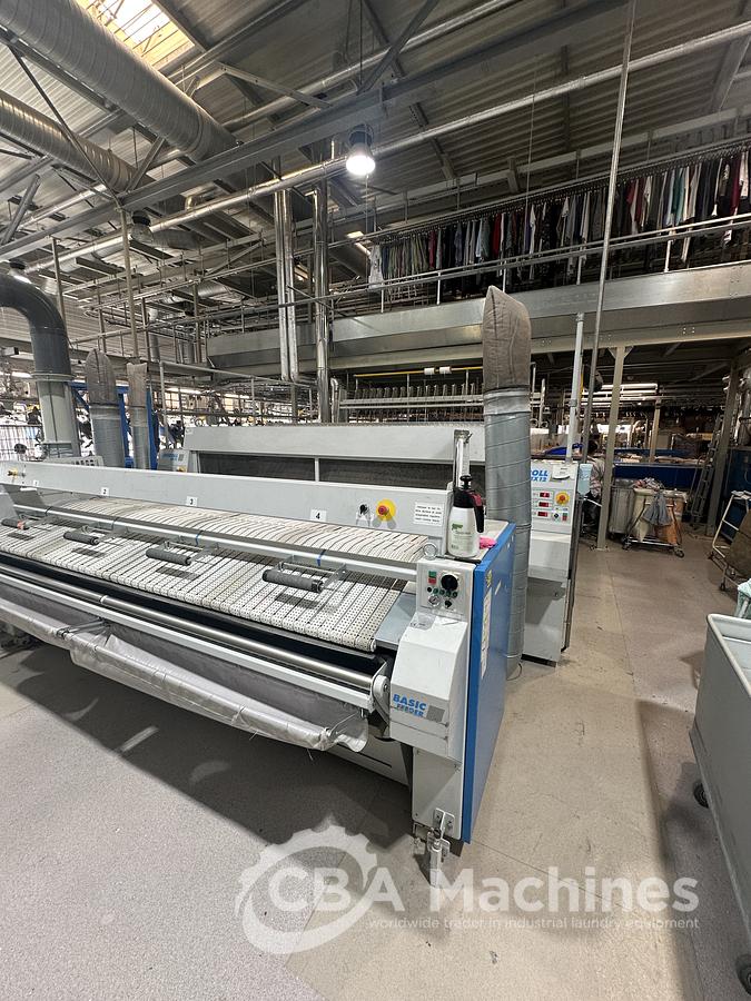 Used 2009 Ironing Line Lapauw 2x1200x3300 GAS + Jensen Classic + MFS Folder (905-906-907)