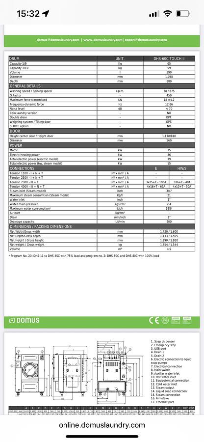 Used 2022 Washer Extractor Domus Ecovolution DHS-60kg Touch II E (911)