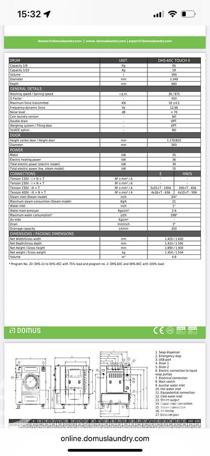 Used 2022 Washer Extractor Domus Ecovolution DHS-60kg Touch II E (911)