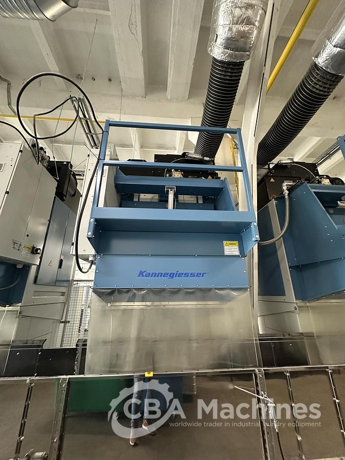 Used 2020 Kannegiesser Complete CBW Tunnel System PT 13x60 + Press PP10-60-40 + Shuttle + 3x DII-60 GAS + Step Conveyor + Lint Filter + Conveyors