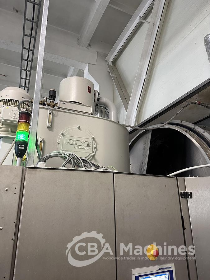 Used 2020 Kannegiesser Complete CBW Tunnel System PT 13x60 + Press PP10-60-40 + Shuttle + 3x DII-60 GAS + Step Conveyor + Lint Filter + Conveyors