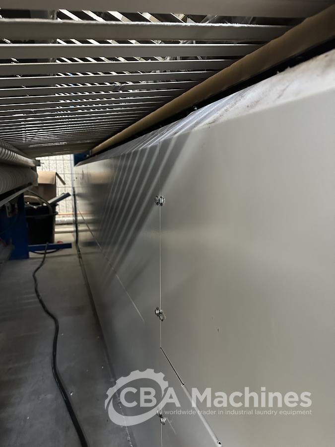 Used 2013 Lapauw small piece ironing line with vacuum table 1 roll 1600 Gas ironer and unifold 