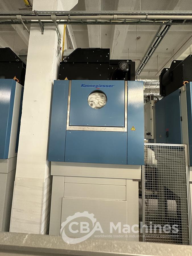 Used 2020 Kannegiesser Complete CBW Tunnel System PT 13x60 + Press PP10-60-40 + Shuttle + 3x DII-60 GAS + Step Conveyor + Lint Filter + Conveyors