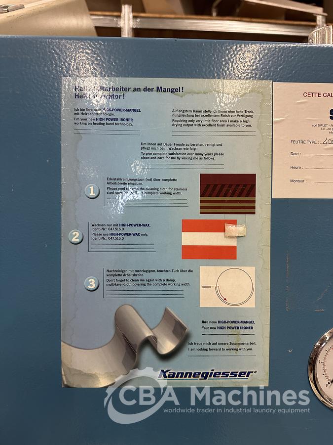 Used 2003 Ironer Kannegiesser HPM-G STEAM 1 roll 2000mm x 3300mm  (796)