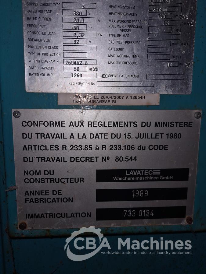 Used 1989 Dryer Lavatec TT733 - 50kg  ( 612 )