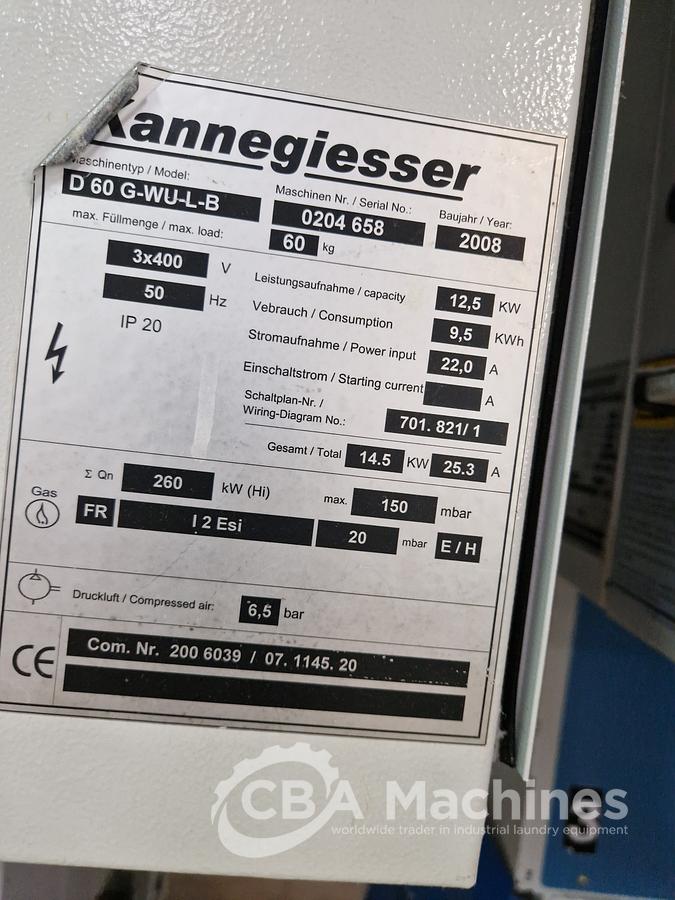 D'occasion 2008 Séchoir Kannegiesser D60 G-WU-L-B ( 715 )