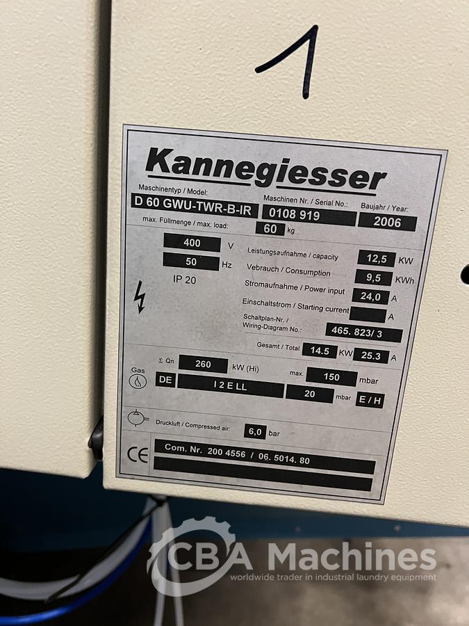Used 2006 Dryer Kannegiesser D60 GWU-TWR-B-IR ( 746 )