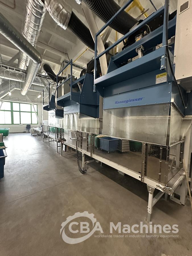 Used 2020 Kannegiesser Complete CBW Tunnel System PT 13x60 + Press PP10-60-40 + Shuttle + 3x DII-60 GAS + Step Conveyor + Lint Filter + Conveyors