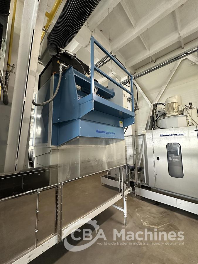 Used 2020 Kannegiesser Complete CBW Tunnel System PT 13x60 + Press PP10-60-40 + Shuttle + 3x DII-60 GAS + Step Conveyor + Lint Filter + Conveyors