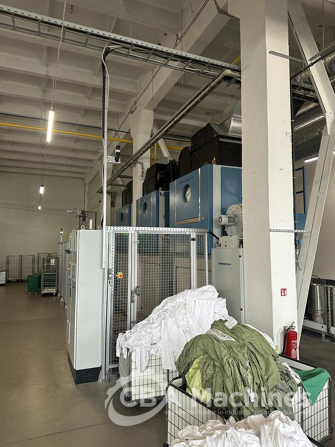 Used 2020 Kannegiesser Complete CBW Tunnel System PT 13x60 + Press PP10-60-40 + Shuttle + 3x DII-60 GAS + Step Conveyor + Lint Filter + Conveyors