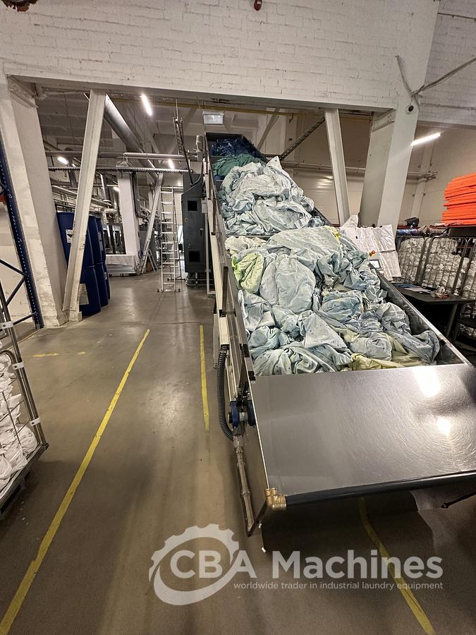 Used 2020 Kannegiesser Complete CBW Tunnel System PT 13x60 + Press PP10-60-40 + Shuttle + 3x DII-60 GAS + Step Conveyor + Lint Filter + Conveyors