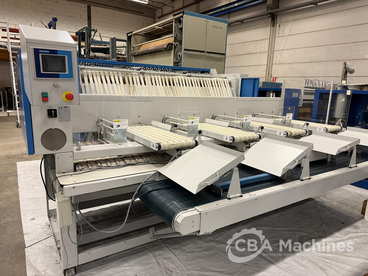 Used 2009 Ironing Line Lapauw 2x1200x3300 GAS + Jensen Classic + MFS Folder (905-906-907)