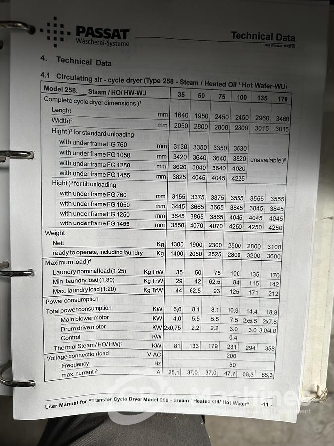Used 1999 Dryer Passat 258.100 - 100kg (703)