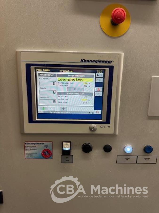 Used 2008 Kannegiesser CBW System 8x36kg PowerTrans BT + centrifuge + 3x DT40 GAS + Shuttle