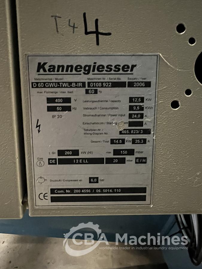 Used 2006 Dryer Kannegiesser D60 GWU-TWL-B-IR (745)