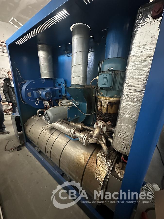 Used 2013 Lapauw small piece ironing line with vacuum table 1 roll 1600 Gas ironer and unifold 