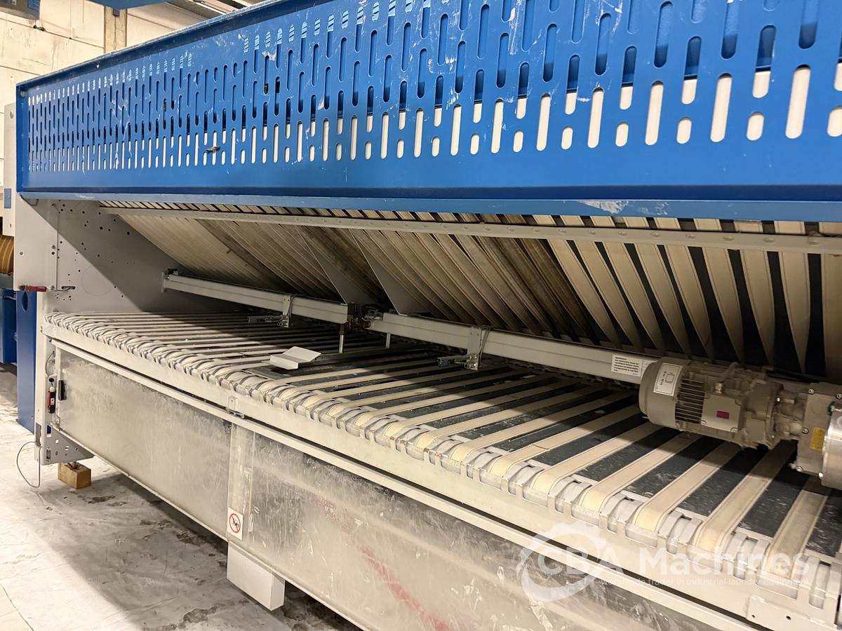 Used 2009 Ironing Line Lapauw 2x1200x3300 GAS + Jensen Classic + MFS Folder (905-906-907)