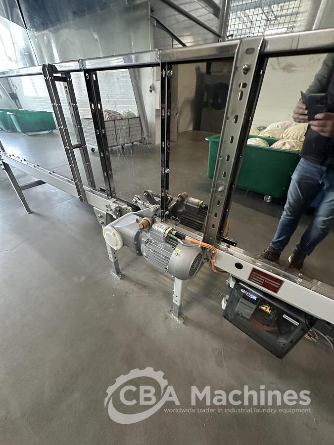 Used 2020 Kannegiesser Complete CBW Tunnel System PT 13x60 + Press PP10-60-40 + Shuttle + 3x DII-60 GAS + Step Conveyor + Lint Filter + Conveyors