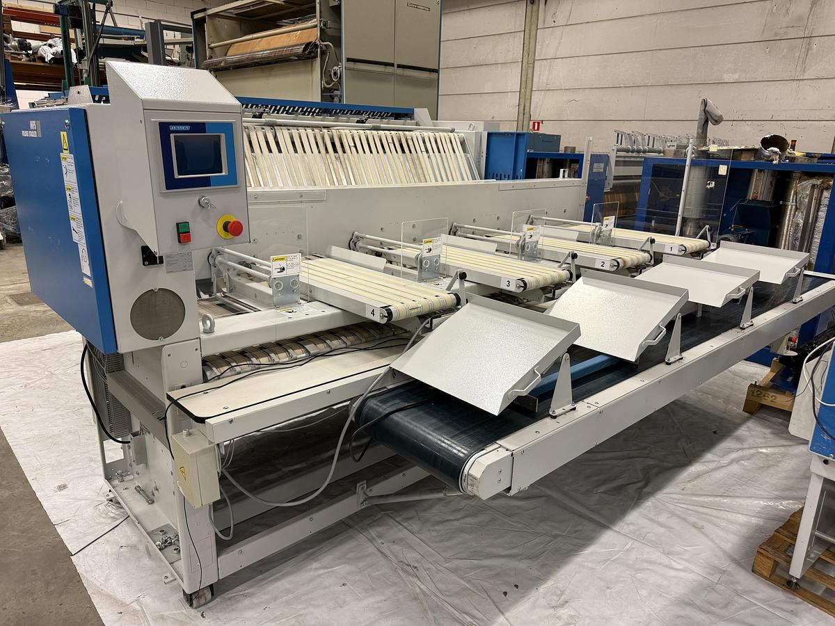 Used 2009 Ironing Line Lapauw 2x1200x3300 GAS + Jensen Classic + MFS Folder (905-906-907)