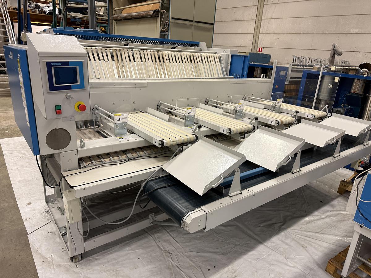 Used 2009 Ironing Line Lapauw 2x1200x3300 GAS + Jensen Classic + MFS Folder (905-906-907)