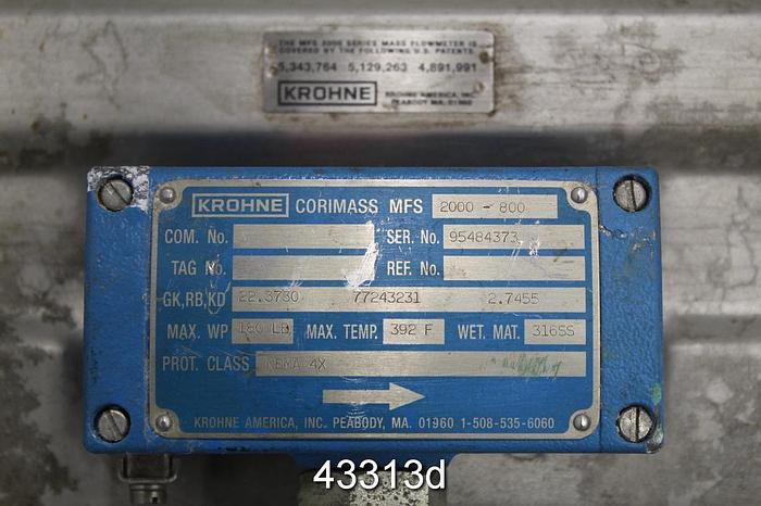 Used Krohne Corimass 2000-800 Mass Flow Meter #43313
