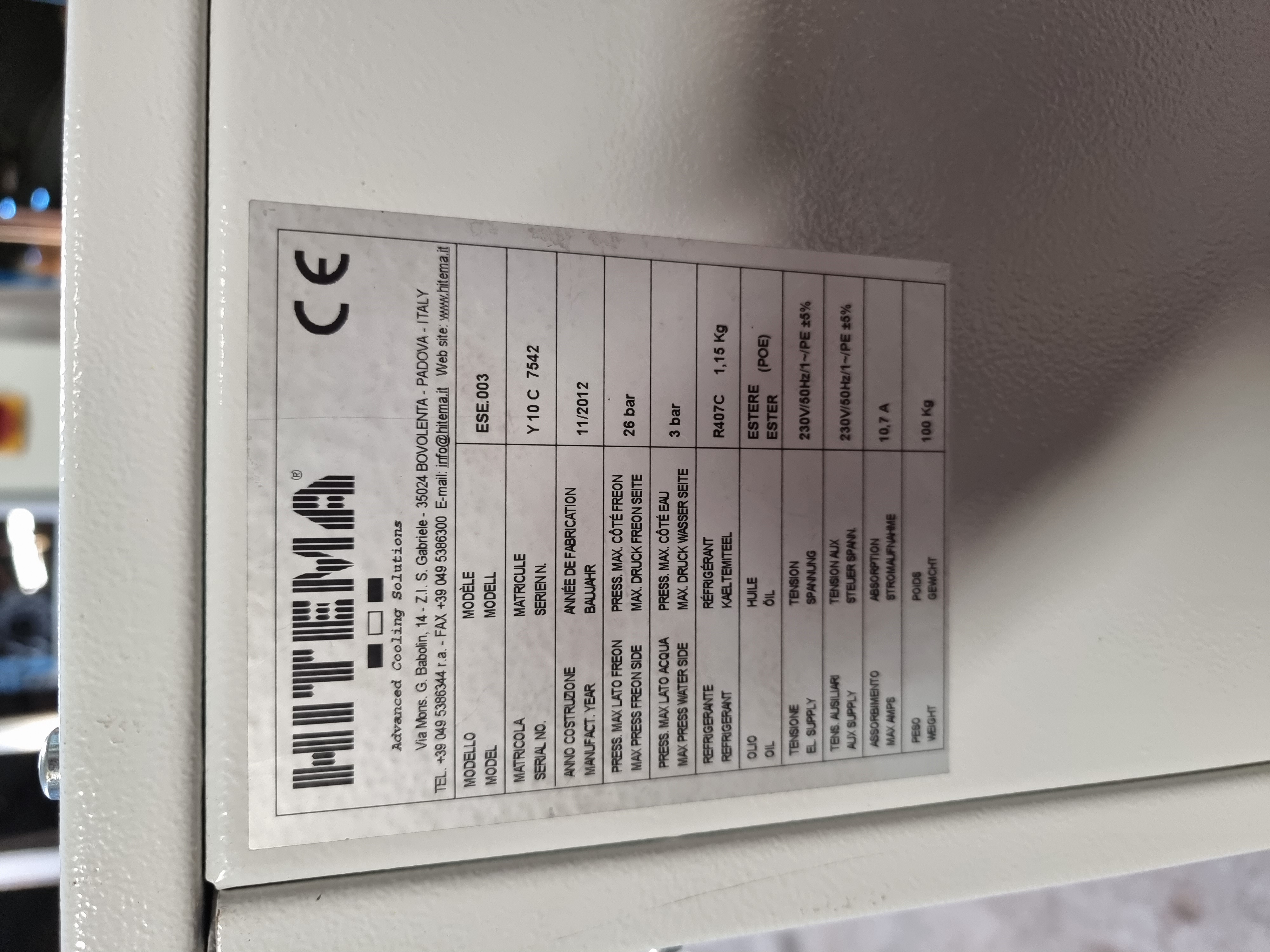 HITEMA ESE 003 Air Cooled Chiller