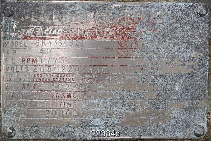 Used General Electric 5K4564B21 Motor, 40 Hp, 1775 Rpm, 208-220/440 Volt #22334