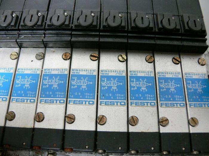 Used Festo Pneumatic Solenoid Manifold 18980 + VIGE-03-FB-8 (x3) & WIGM-03-4.0 (x5)
