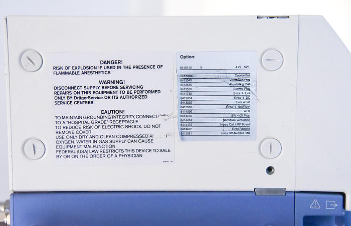 Used EVITA 2 DURA DRAGER VENTILATOR