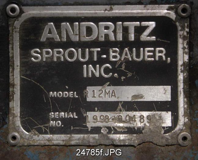 Used Sprout Waldron R12MA Disc Refiner, 12" #24785