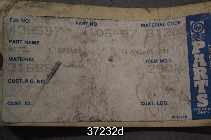 Unused Goulds 3175 L Pump Flush Gland Part no. 106-97 1203 #37232