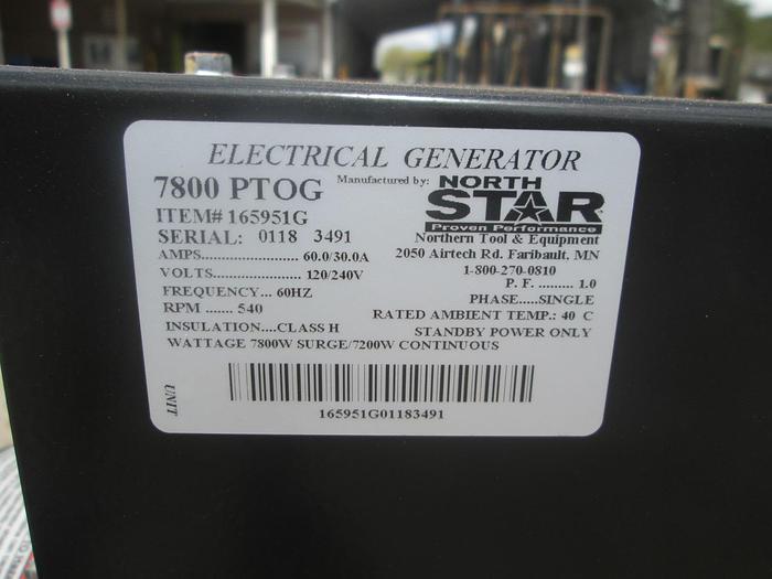 Used North Star 7800 Watt 3 Point PTO Driven Generator