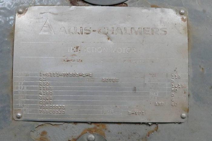Used ALLIS CHALMERS  250 HP MOTOR 4160 VOLT 1185 RPM