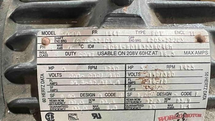 Used US ELECTRICAL MOTORS-5HP-Item#692