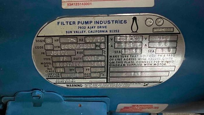 Used Filter Pump Industries- Vertical Pump-Item#467