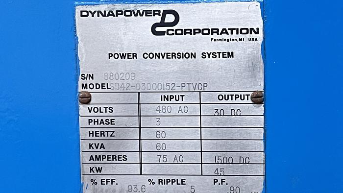 Used Dynapower 30V 1500A Water Cooled
