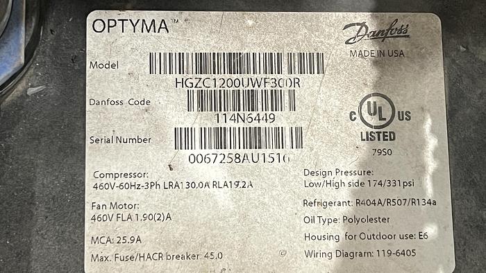 Used Danfoss Optyma Condensing Unit