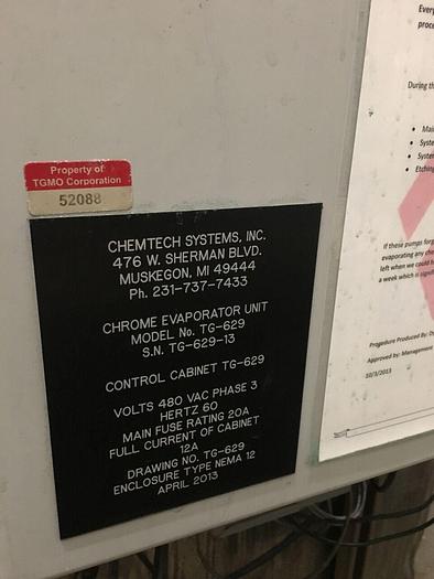 Used CHEMTECH CHROME ETCH RECOVERY EVAPORATOR-S.S.-Item#214