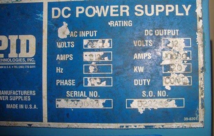 Used RAPID 10000A / 12V RECTIFIER - Item#175