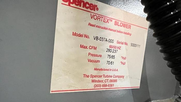 Used Like NEW-SPENCER Regenerative Blower-Item#533