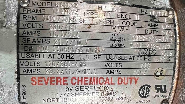 Used SERFILCO Severe Duty Vertical Pumps-Item#620