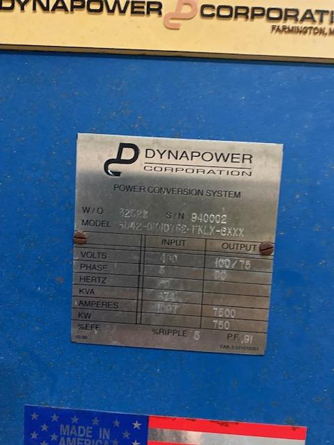 Used 7500 A 100/75 V Dynapower